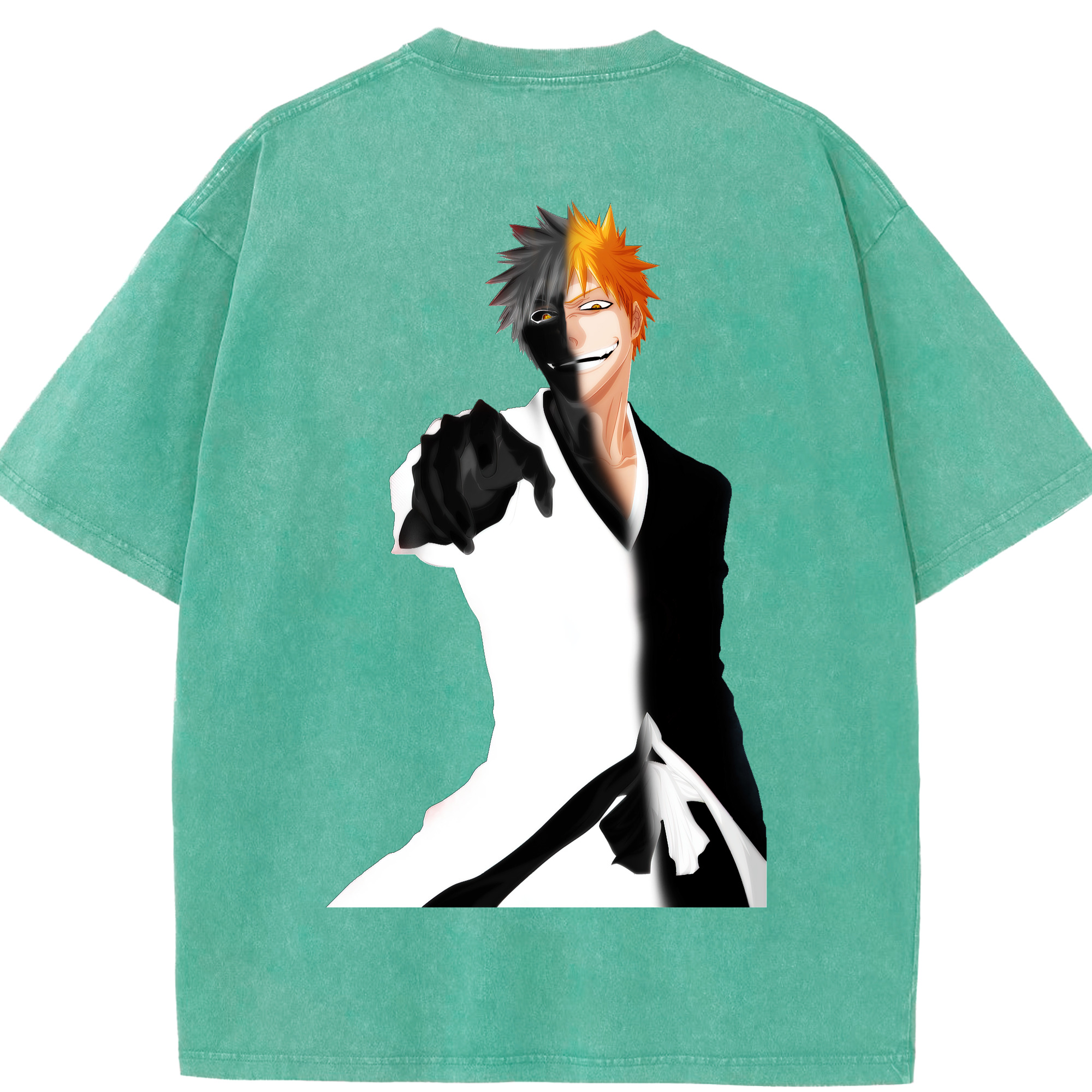（画像用） ブリーチ 黒崎一護（くろさき いちご）BLEACH Kurosaki Ichigo 綿100% ヴィンテージ風 半袖Tシャツ（背面プリント）